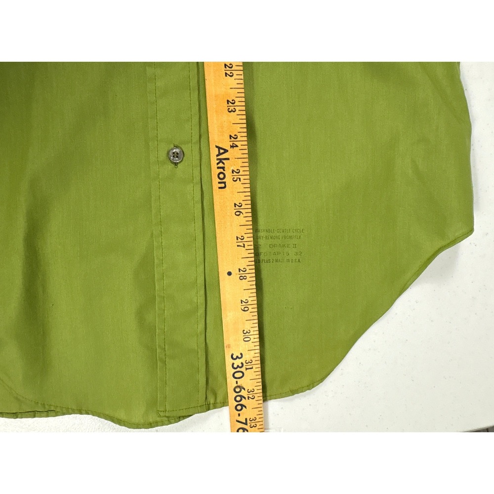 Vintage 70s Arrow Kent Lime Green Button Down Shirt Men 15/32 M disco big collar - Picture 5 of 8